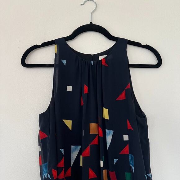 Joie Navy Geometric Silk Sleeveless Top - Picture 2 of 7